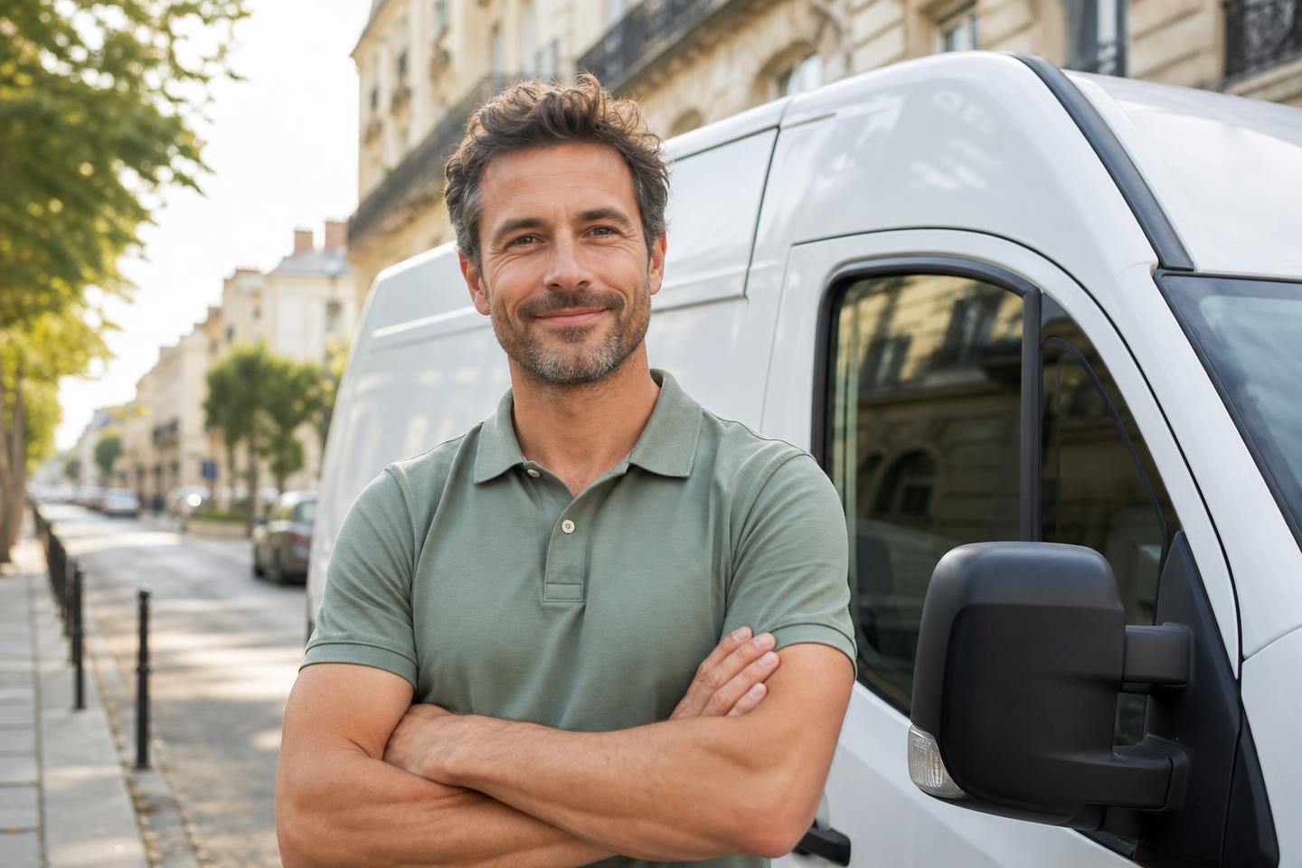 Professionnel de LR Multi Services à côté de son véhicule de service à Clermont-Ferrand